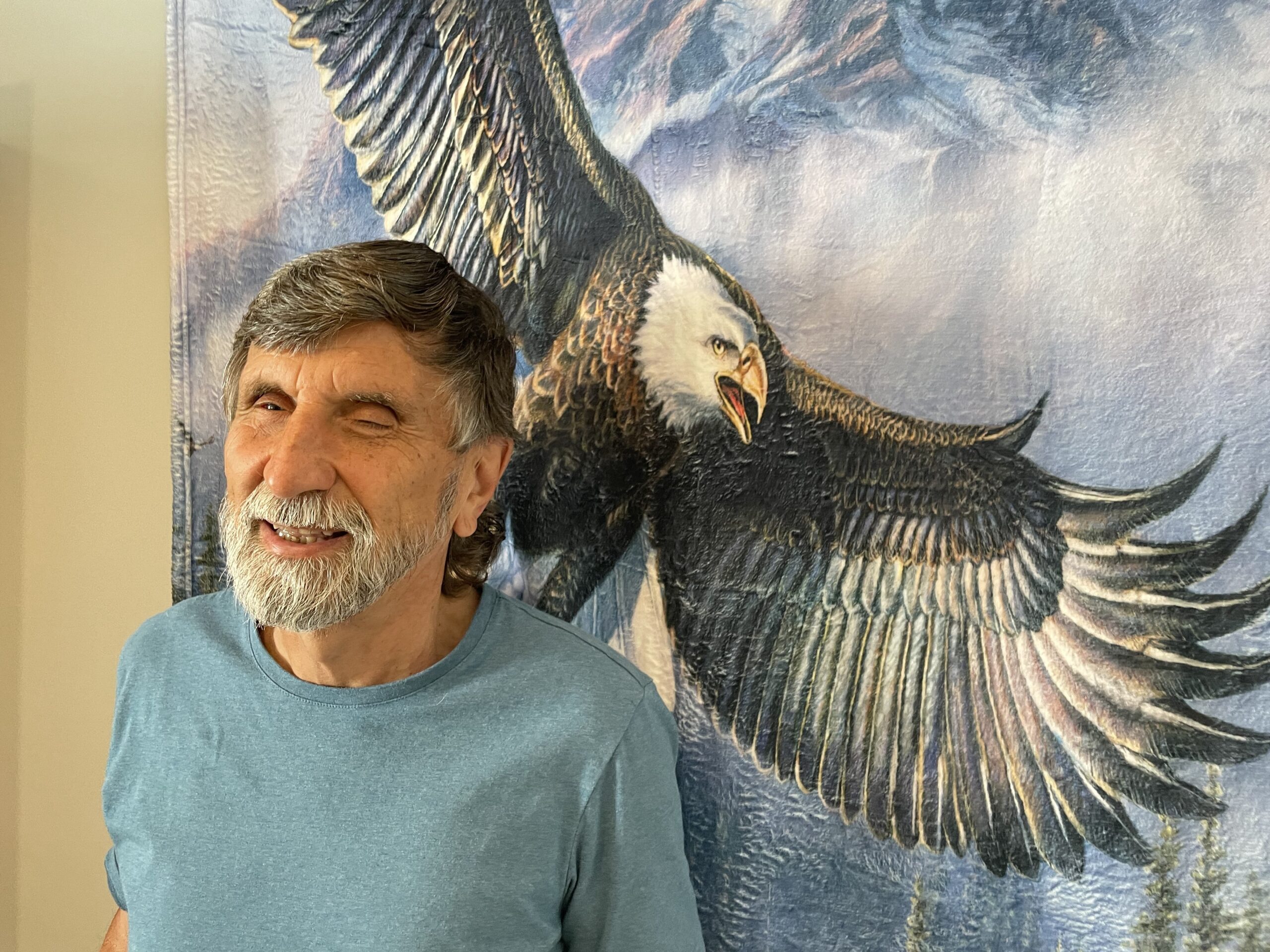 Photo of David with an Eagle in the Background